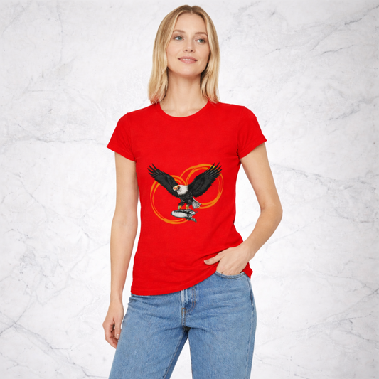 Damen T-Shirt mit mehrfarbigem Frontmotiv