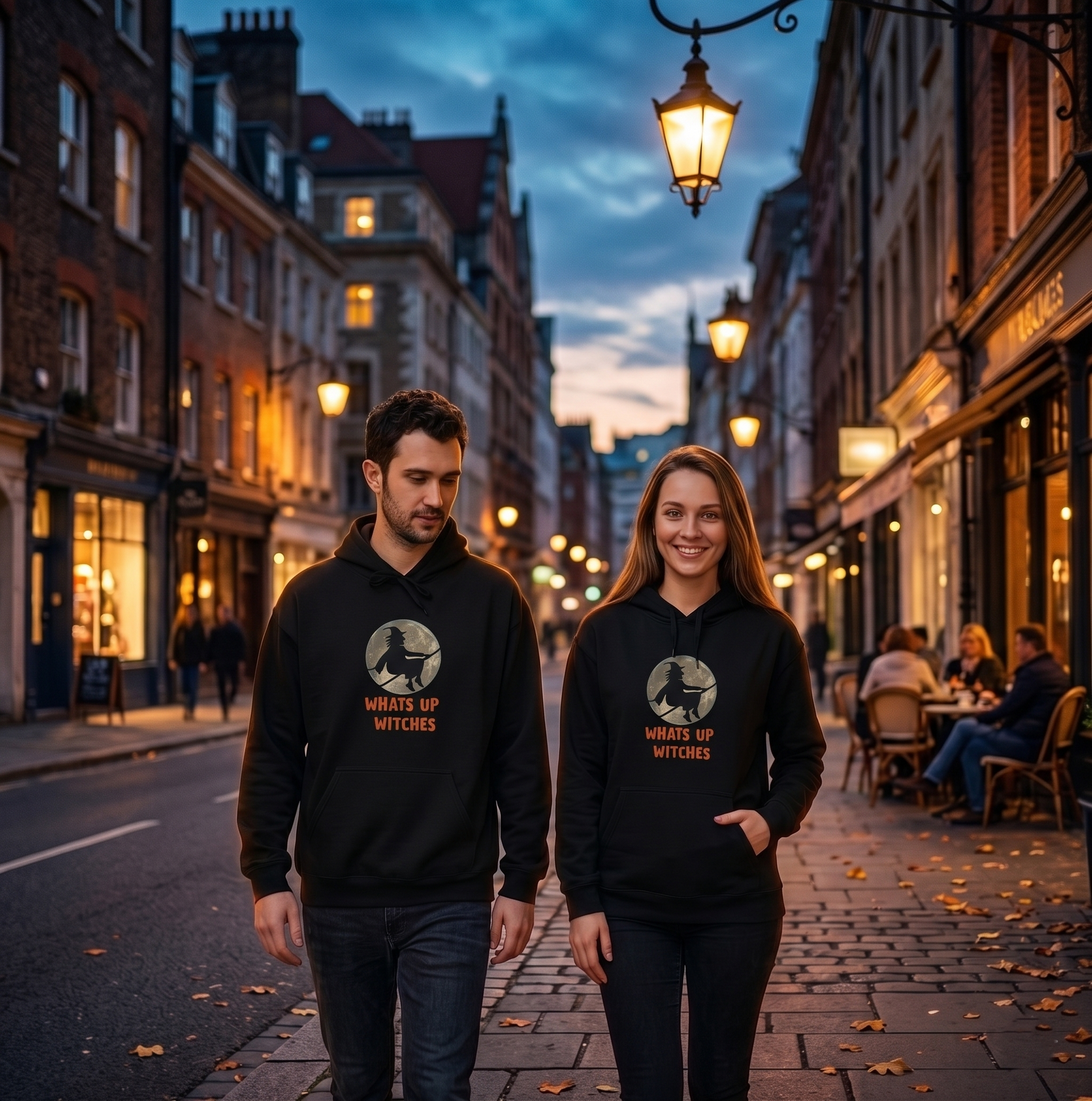 Unisex Fleece Pullover mit Hexen-Design