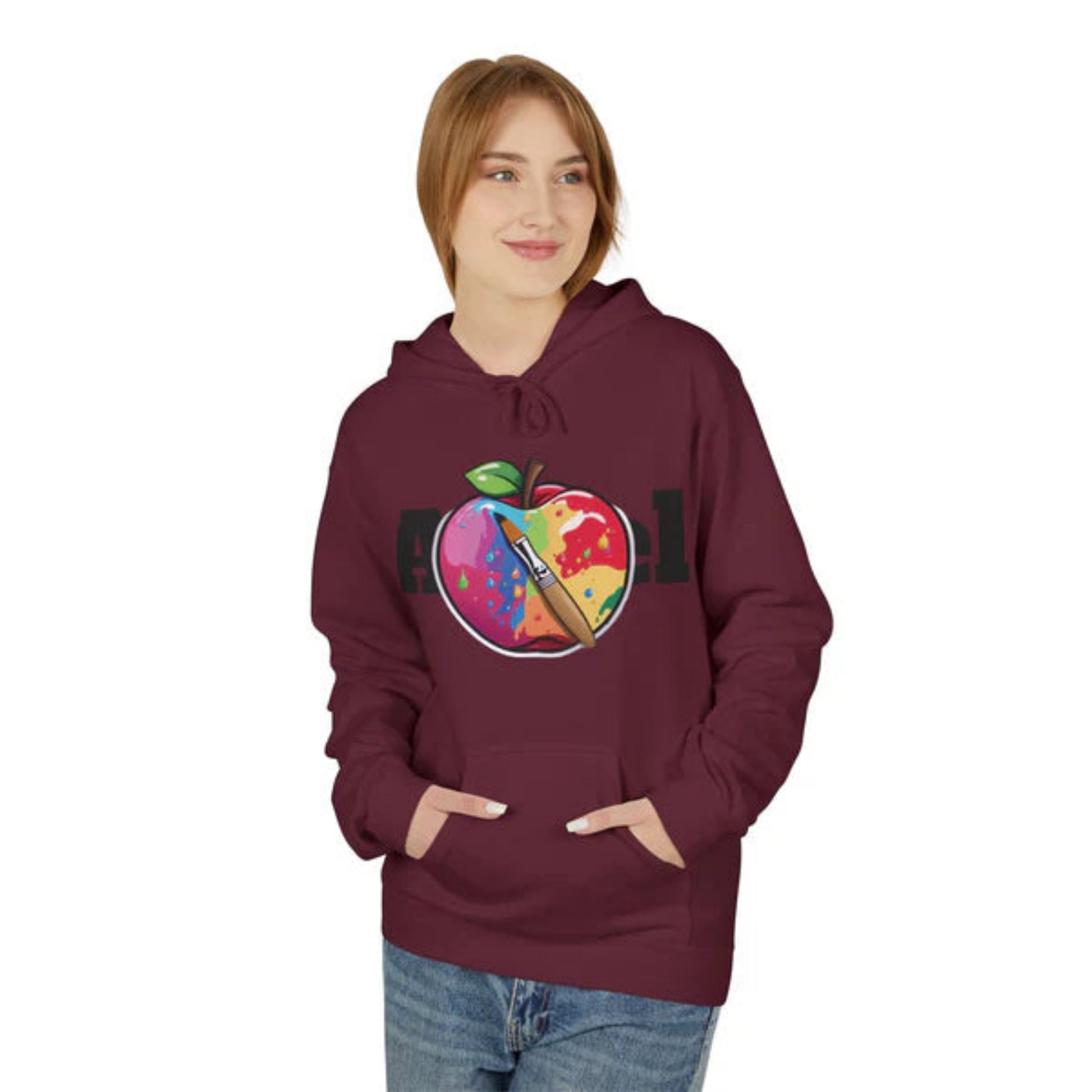 Unisex Hoodie Apfel Pinsel Grafik