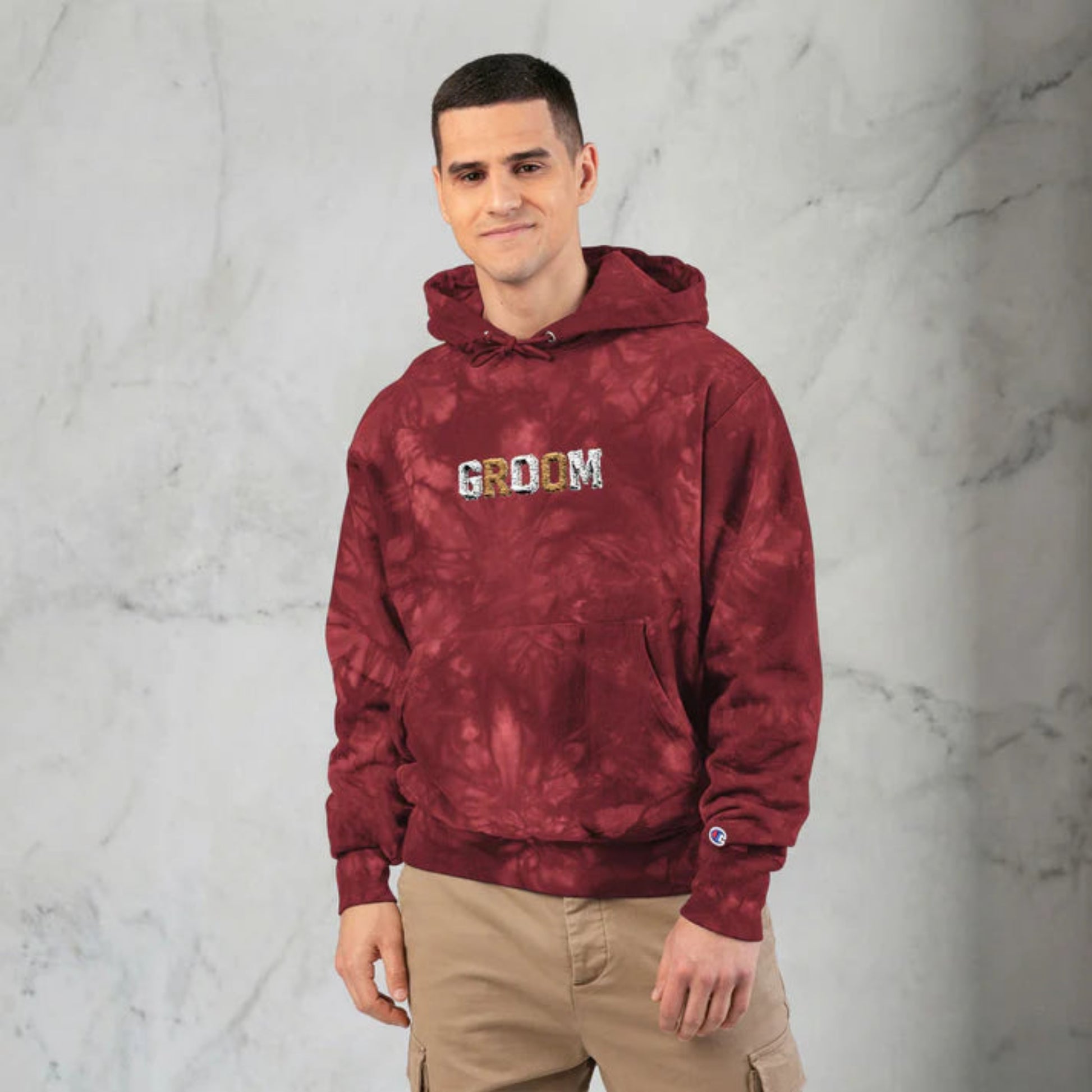 Unisex Hoodie Groom Stickerei Tie-Dye