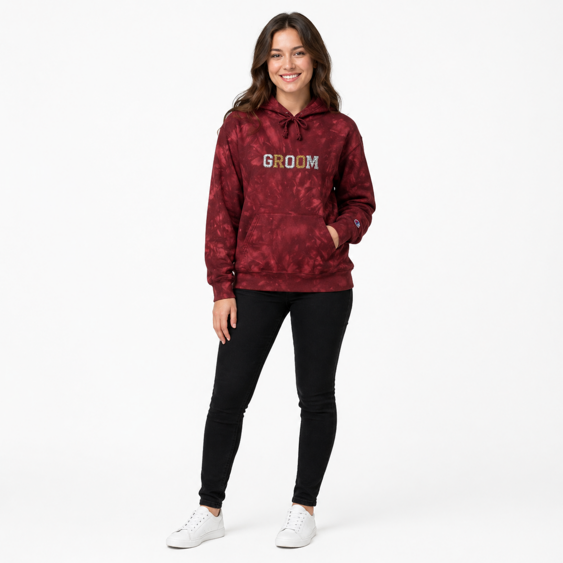 Unisex Hoodie Groom Stickerei Tie-Dye