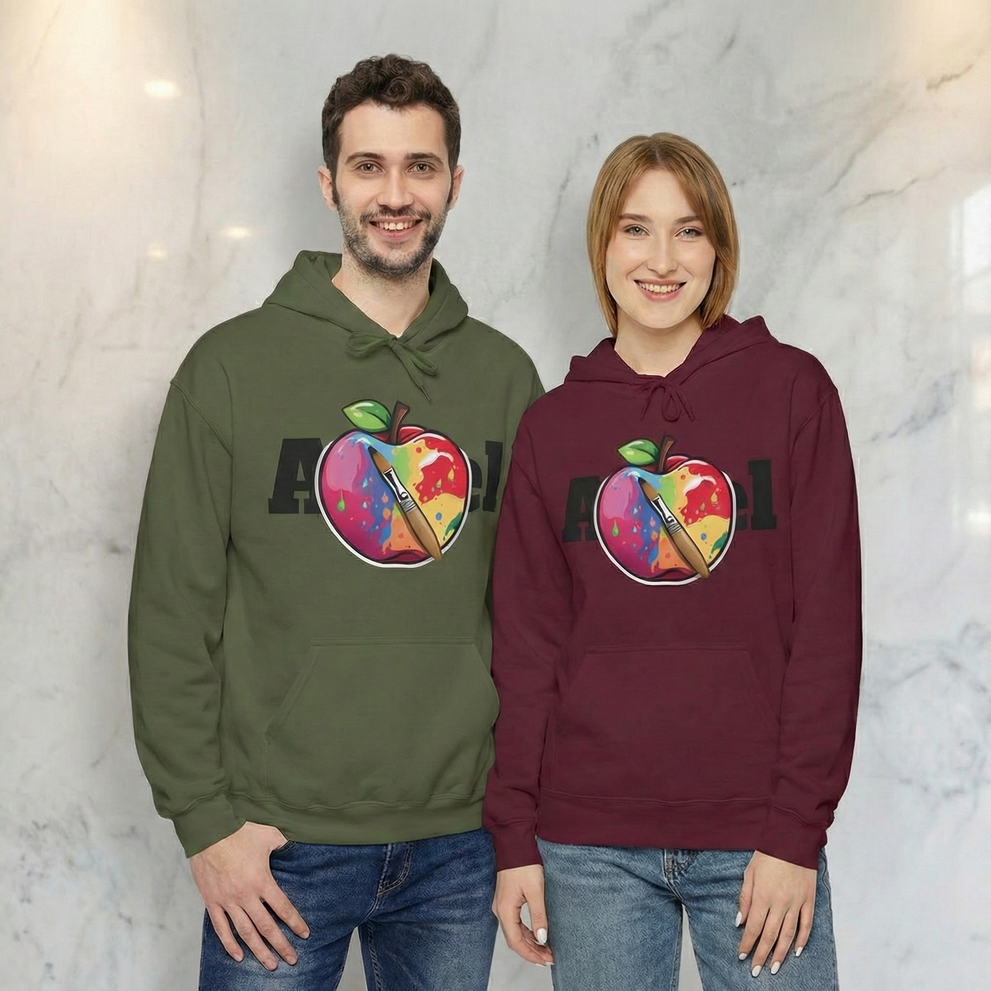 Unisex Hoodie Apfel Pinsel Grafik